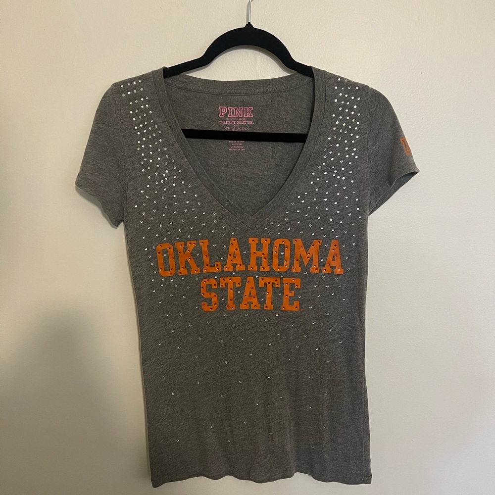 VS Pink Y2K Bedazzled V-Neck Shirt - Oklahoma State  Cowboys - Small